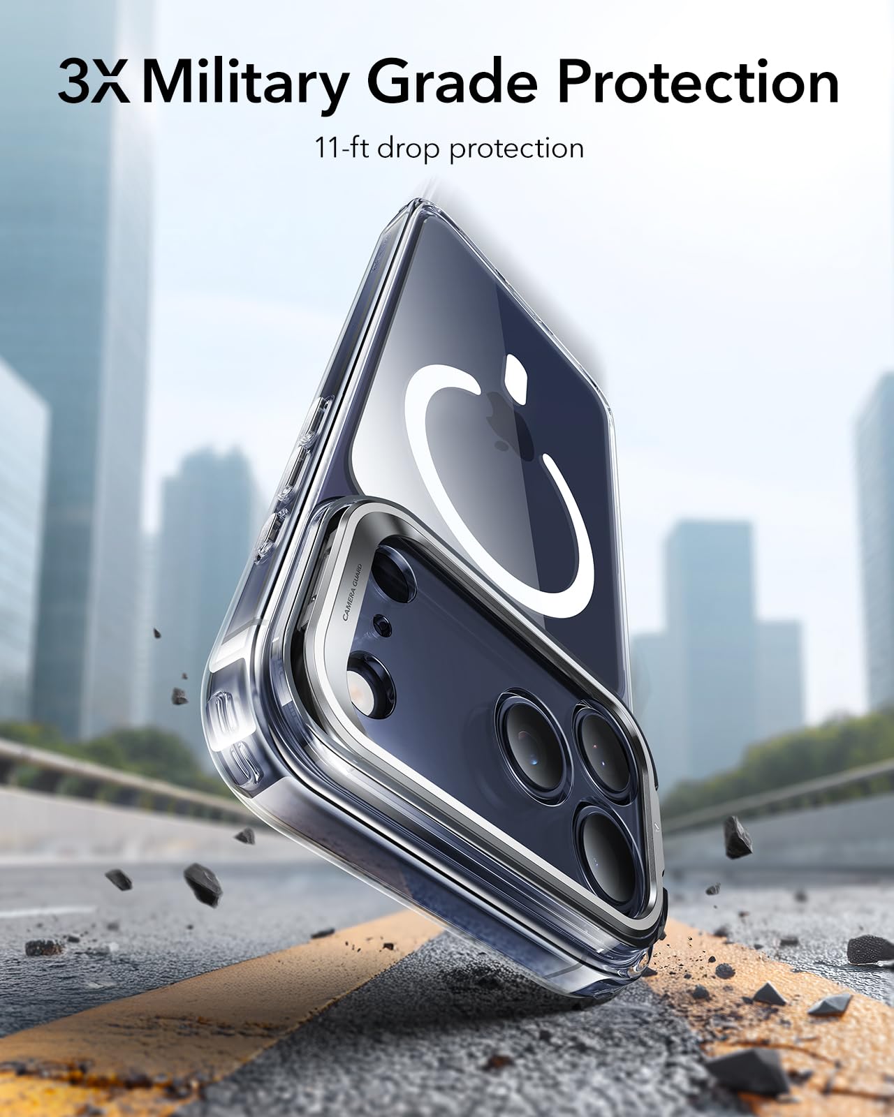 ESR for iPhone 17 Pro Max Case with Stash Stand, Camera Control Cover Compatible with MagSafe, Military-Grade Drop Protection Phone Case for iPhone 17 Pro Max, Scratch-Resistant Back Cover, Clear