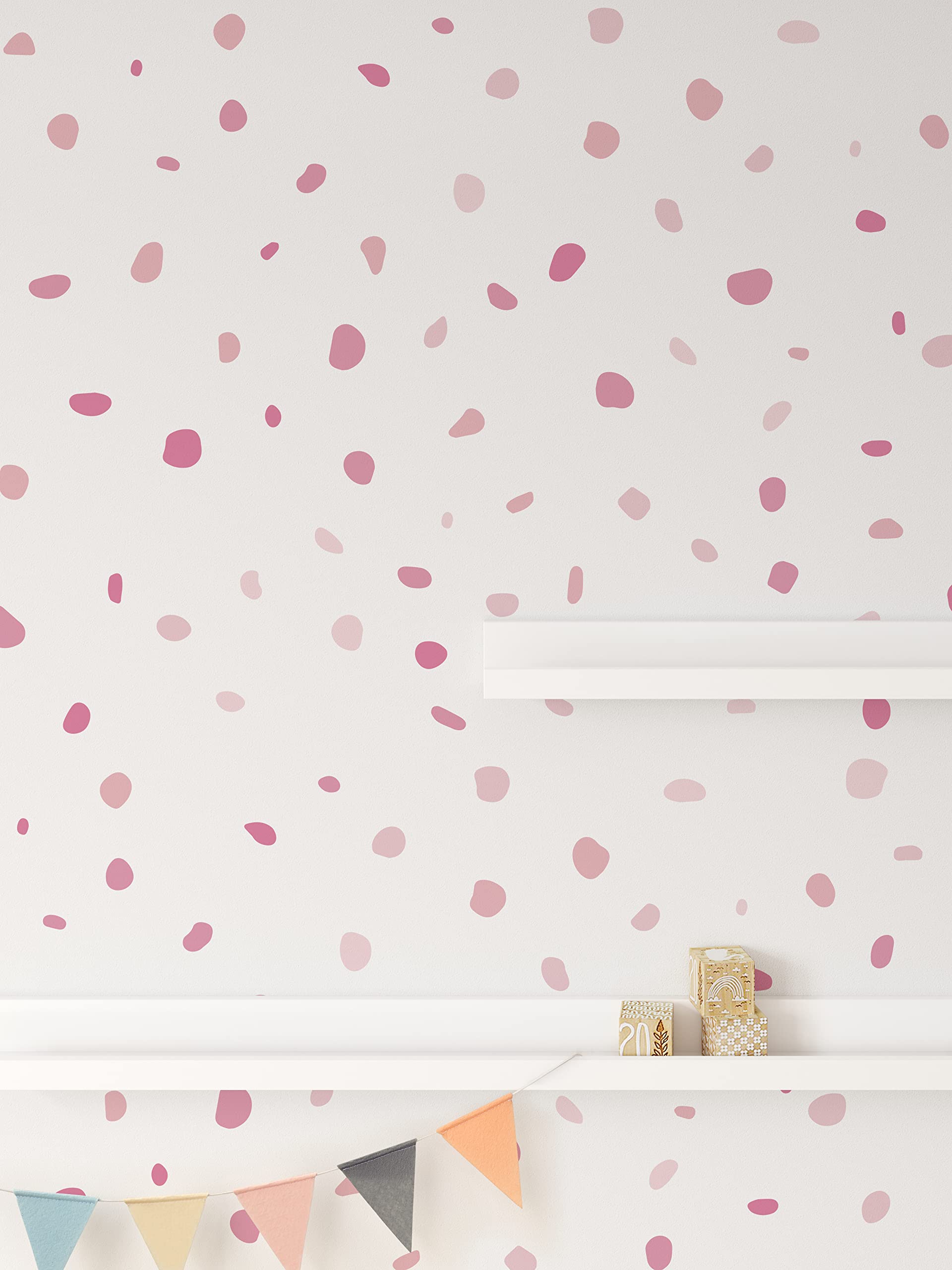 QuoteMyWall 150 Pink Pastel Wall Stickers Polka Dots for Girls Room Blush Decals Murals Removable Vinyl Wall Decor Spots Dalmatian Print — image 1
