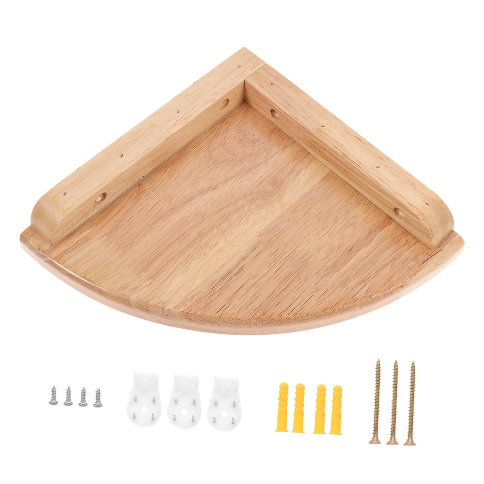 Garneck Home Wood Corner Shelf,Oak Floating Shelf Round End Wall Mounted Display Shelf Floating Speaker Nursey Monitor Shelf Bookshelf Wall Decor for Bathroom, Kitchen 18cm