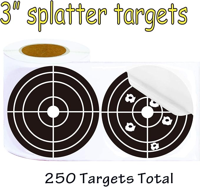 Besttile 3" White Splatter Reactive Self Adhesive Shooting Targets