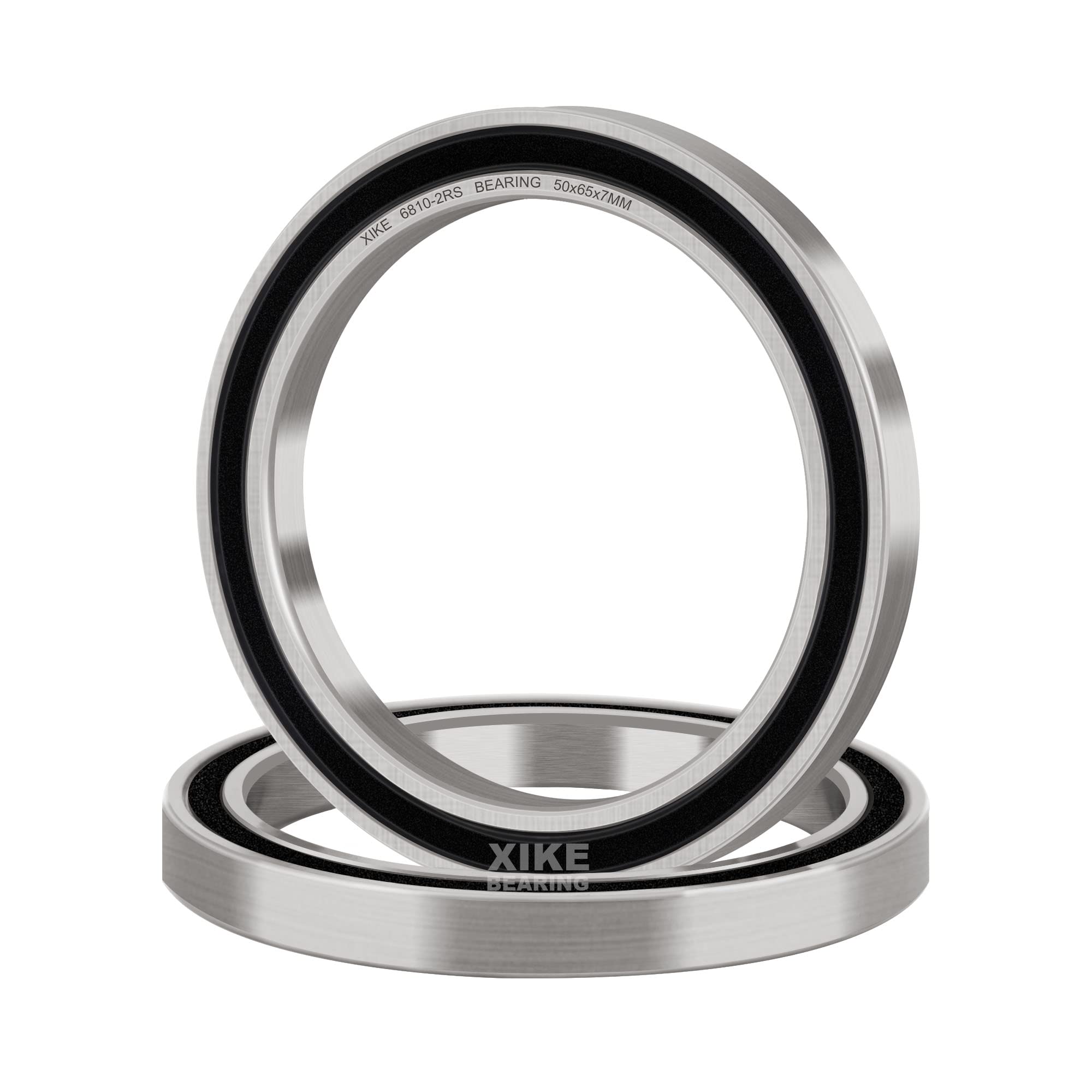 XIKE 2 pcs 6810-2RS Ball bearings 50x65x7mm Chrome Steel and Pre-Lubricated 6810RS Deep groove ball bearings with Double Rubber Seal.