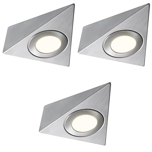 3 X LED Mains Triangle Light Kitchen Under Unit Cupboard Cool