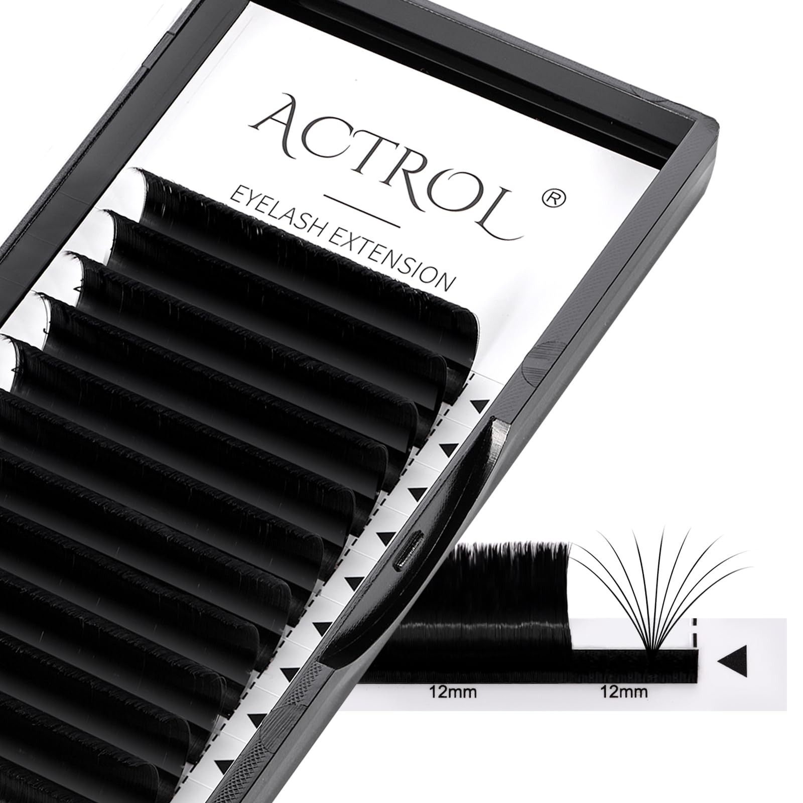 ACTROL Easy Fan Lashes 0.05 C Curl 15mm Eyelash Extensions Tray, Self Fanning Volume Lashes, Faux Mink, Professional Salon Use
