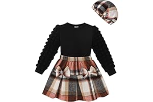 SODLON Toddler Girl Clothes Outfit Shirt Top Plaid Mini Skirt Outfits Set Little Girl Dresses Kids Clothes for Girls 18M-8T