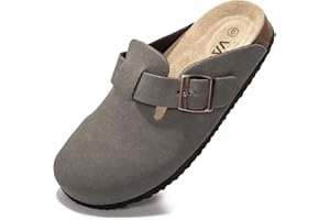 Vayfio Suede Clogs Potato Shoes Cork Footbed Sandals Comfort Mules with Arch Support Slip On Slippers