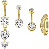 Zolure 14G 10MM Belly Button Ring Hypoallergenic Dangling Clicker Hoop Belly Piercing Jewelry for Women