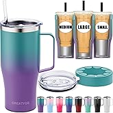 Universal Iced Coffee Sleeve with Handle - Insulated Double Wall Reusable Stainless Steel Holder Insulator for Cold Drinks Fits Small Medium Large To Go Cups Gifts for Men Women Him Her (Fairyland)