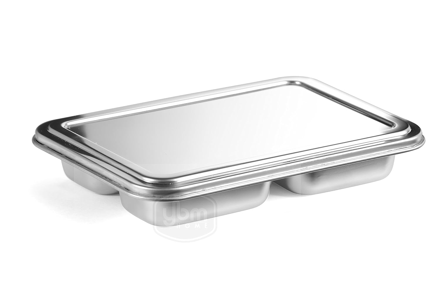 Ybmhome Stainless Steel Rectangular Divided Dinner Tray 3 Sections Lunch Box Reusable Food Container for Snacks, Sides on the Go Great For School Office Dishwasher Safe 2209 (1)