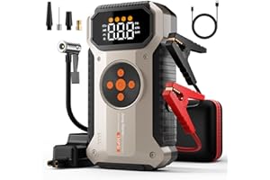 Geeneu Jump Starter with Air Compressor, 5000A Portable Car Jumper Box Power Booster Pack,12V Battery Charger Car Jump Starter Combo 150 PSI Tire Inflator Air Pump for 9.0L Gas/7.5L Diesel