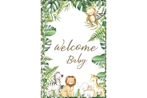 Welcome Baby Guest Book: Woodland/ Safari Jungle Baby Shower Guestbook with Advice for Parents + BONUS Gift Tracker Log