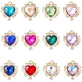 Craftdady Heart Rhinestone Charm Pendants for Jewelry Making Alloy Crystal Faceted Love Heart Shape Dangle Charms for Valentine Crafts Bracelets Necklaces Earrings Making