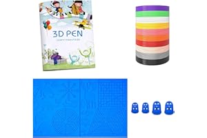 AMTAM 3D Pen Mat|3D Printing Pen PLA Silk|Silicone Pad Template|3D PenTemplate|Finger Protector, 10 Colors 1.75mm Total 50m, 