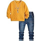 Kxuryueo Toddler Boy Outfits Long Sleeve Pullover and Jean Pants Sets Fall Winter Clothes (Sizes: 2-6)