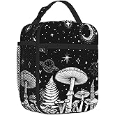 Black White Mushroom Leakproof Lunch Bag Large Capacity Lunchbox Insulated Reusable Lunch Tote Bags Cooler Lunch Container For Work/Office/Picnic/Travel