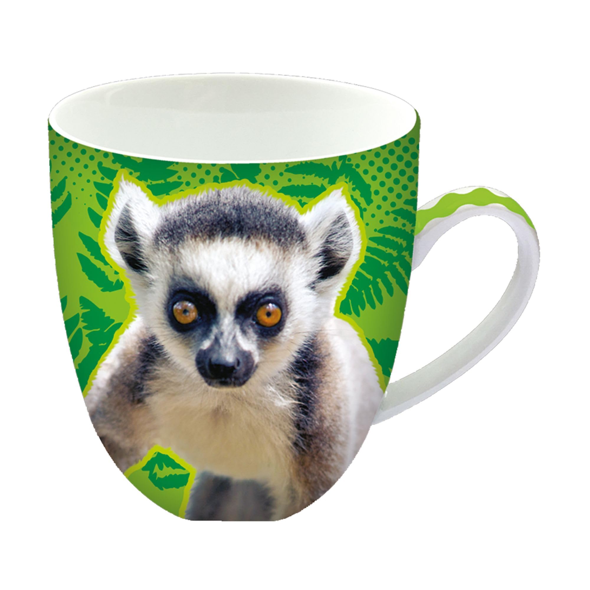 Animug Ring-Tailed Lemur Mug from Deluxebase. 450ml Large Ceramic Coffee Cup with Handle and Cute Animal Print, Novelty Mug for Gifts and Kitchen Decor, Dishwasher Safe Mugs for Coffee or Tea.