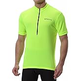 Spotti Men's Cycling Bike Jersey Short Sleeve with 3 Rear Pockets- Moisture Wicking, Breathable, Quick Dry Biking Shirt