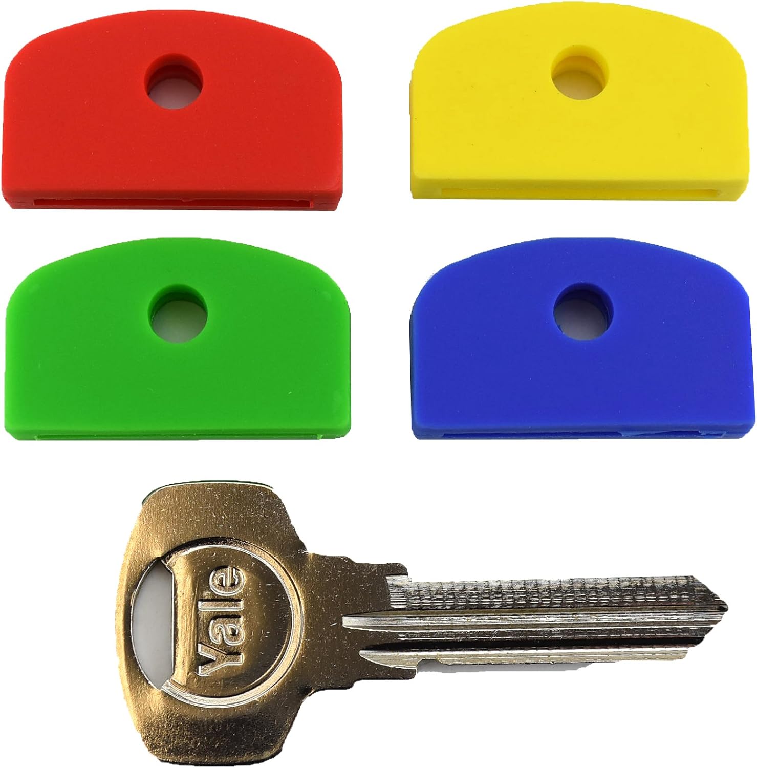 Set of Four Coloured Large Square Headed Identifying Key caps for Yale Keys, mulyi, xl