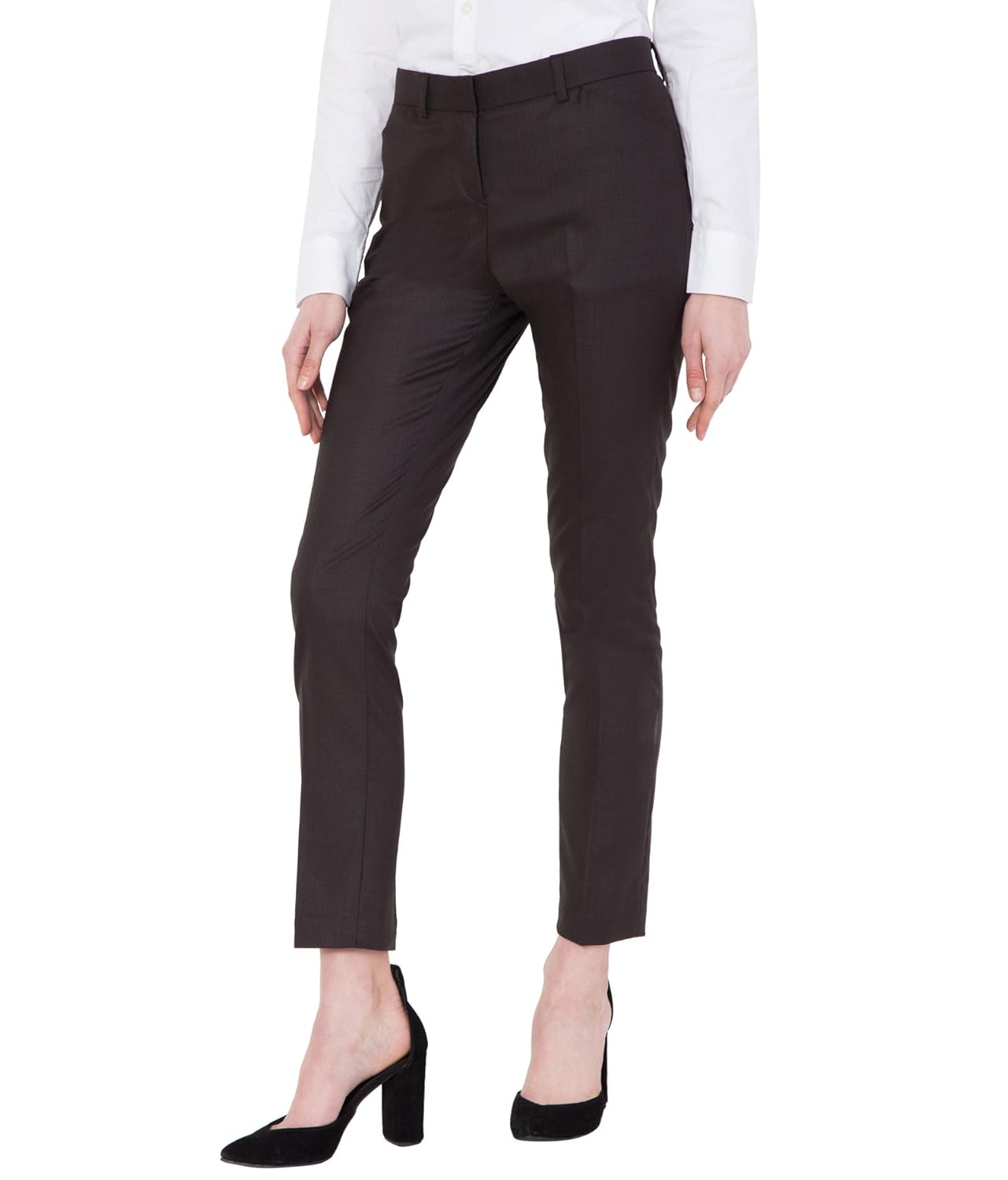 american-elm women's light brown slim fit cotton stretchable formal trouser