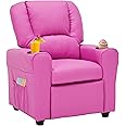 JC HOME Candy Kids Reclining Chair Leather Recliner Sofa Push Back Toddler Youth Children Child Ages 1-6