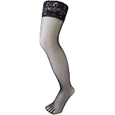 TOETOE - Legwear Plain Fishnet Hold-Up Toe Socks (Black, 4.5-9.5)