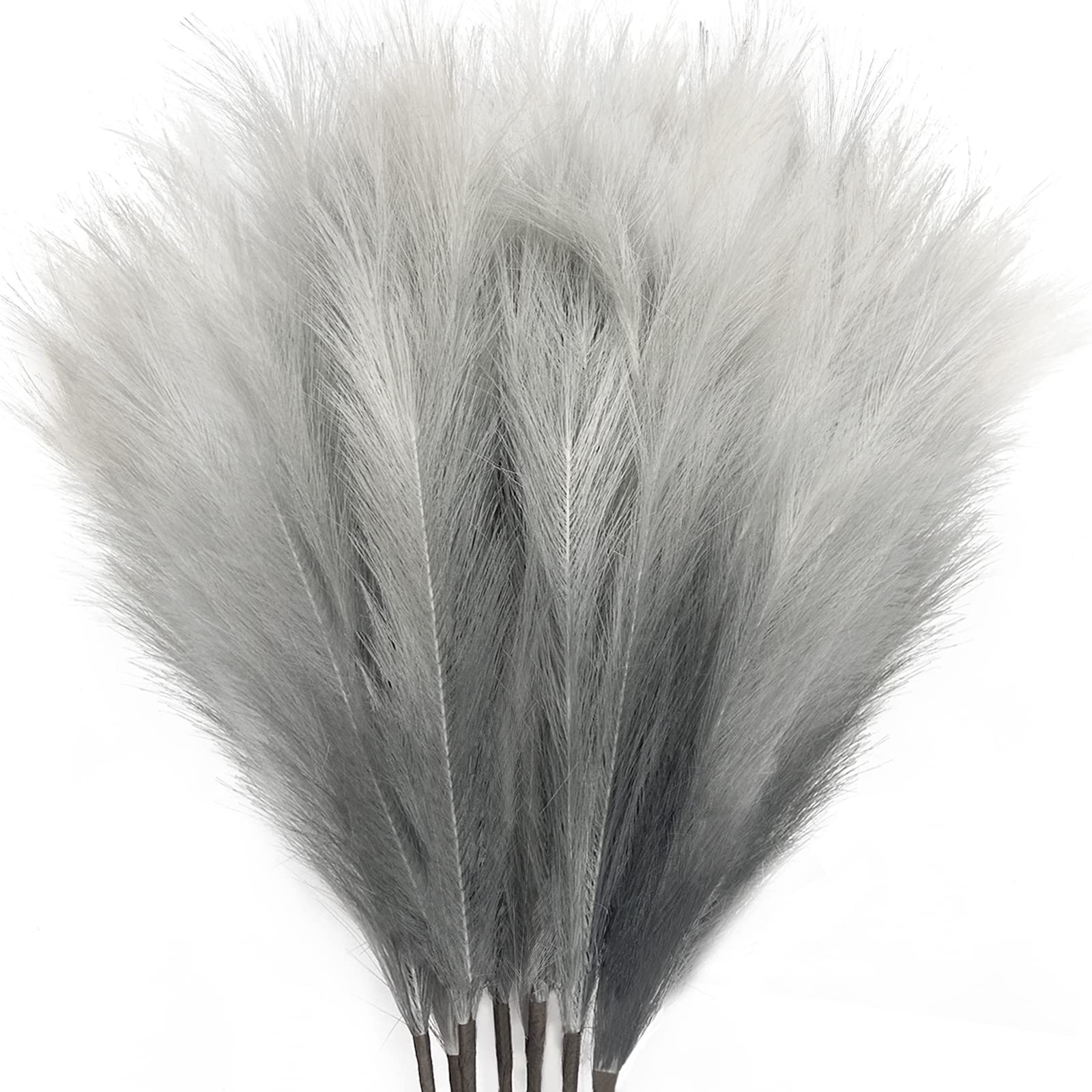 Photo 1 of 8Pcs 3FT Grey Colorful Faux Pampas Grass for Boho Decor, KALYLOC Non-Shedding Fluffy Artificial Bulrush, Tall Reed Fluffy Stems Vase Filler Living Room Wedding Decoration