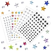 SmallCat 4 Sheets Star Face Gems Stickers for Women, Self-Adhesive Sparkly Rhinestone Stickers for Makeup, Colorful Face Jewels for Body Hair Eyes Nails