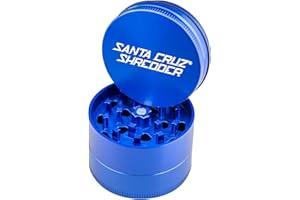 Santa Cruz Shredder Herb Grinder 3 Piece Medium 2 1/8" Superior Grip, Aluminium Grinder (Blue)