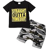 Kucnuzki Toddler Baby Boy Clothes Outfits Short Summer Sleeve Letters Printed Shirt Shorts Sets 2PC Little Boy Clothing
