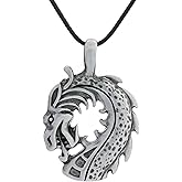 Jewelry Trends Dragon Head Pewter Pendant Necklace 18" Leather Cord