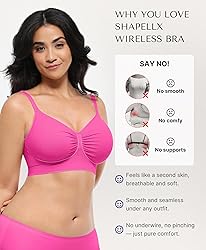 SHAPELLX Wireless Pink Bra for Womens Breathable