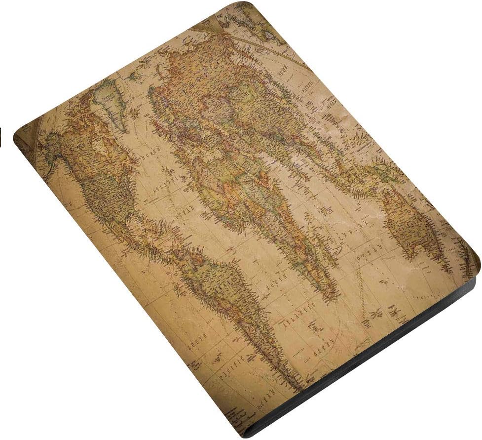 Wanderlust Decor Slim Stand Hard Back Shell Protective Smart Cover Case for iPad 7th Gen 10.2 Inch 2019 (A2197 A2198 A2200) Anthique Old World Map in Retro Color with Vintage Nostalgic Design Art Prin