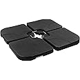 Artpuch 4pcs Square Offset Umbrella Base Plastic Cantilever Patio Umbrella Base, Water/Sand Filled Umbrella Base (176lbs, Black)