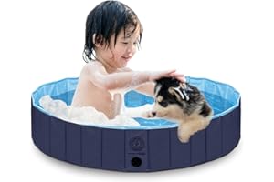 KOPEKS Outdoor Swimming Pool Bathing Tub - Portable Foldable - Ideal for Pets - Large 47" x 12", Blue (Pool-Blue-Large)