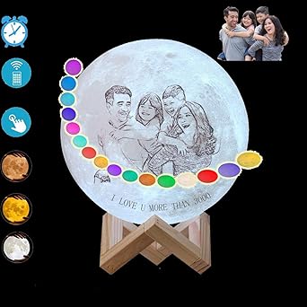 lampara de luna 16 colores led impresion 3d personalizada con fotos y frases luz de luna con soporte y control tactil remoto y lamparas de luz de luna