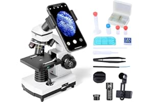MAXLAPTER Microscope for Adults Kids Students 100-2000x Magnification Powerful Biological Educational Microscopes with Operation Accessories (10p), Slides Set (15p), Phone Adapter, Wire Shutter & Backpack