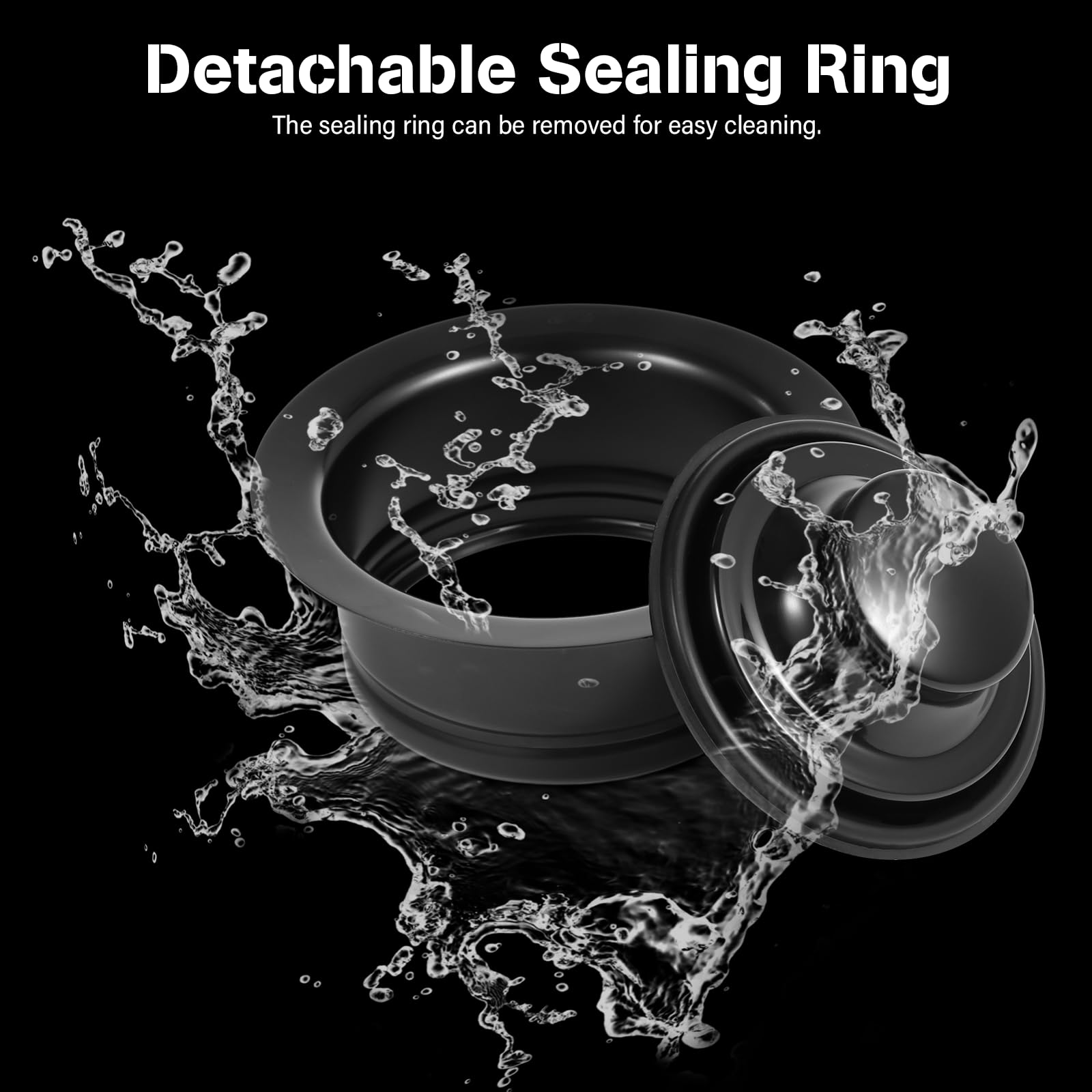 Sink Garbage Disposal Flange and Stopper, Fits 3-1/2 Inch Standard Sink Drain Hole, Durable Gunmetal Black Stainless Steel Sink Flange with Nano Surface
