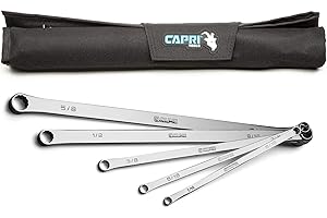 Capri Tools 0 Degree Offset Extra Long Box End Wrench Set, SAE, 1/4-3/4 in, 8 Sizes, 5 Piece