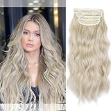 AliLeader Ash Blonde Clip-In Hair Extensions 20in 4pcs Synthetic Wavy
