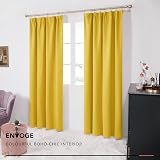 Deconovo Set of 2 Blackout Curtains Mustard Yellow 140x245 cm Ruffle Tape view 5