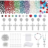PH PandaHall Rosary Necklace Making Kit Rosary Prayer Jewelry Making Supplies First Communion Necklace Set Pearl Beads Cross Beads Kit for Easter Eid Mubarak Ramadan Bracelets Necklaces