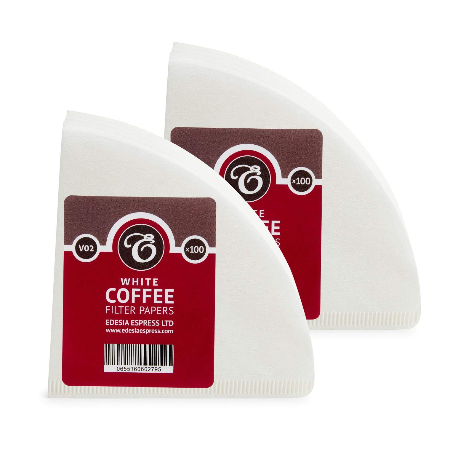 200 Size V02 White Coffee Filter Papers, Compatible with Size 02 by EDESIA ESPRESS