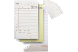 FMP Brands 3 Part Carbonless Guest Checks Pads, Perforated Server Note Pads Paper Total 250 sheets for Waitress Book, Waiter Food Receipt, and Business Checkbook with Guest Receipt
