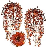 SzJias Artificial Hanging Plants for Outdoor Fall Flowers Hanging Fake Flowers Eucalyptus Leaf Faux Plants for Patio Porch Outdoor Plants Decor (4 Pcs, Fall)