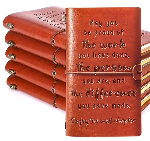 6PCS Coworker Gifts Employee Appreciation Gifts Bulk Team Inspirational Gifts Women Men Retirement Farewell New Job Leaving Going Away Gifts Staff Coworker Thank You Gifts Leather Journal Notebook