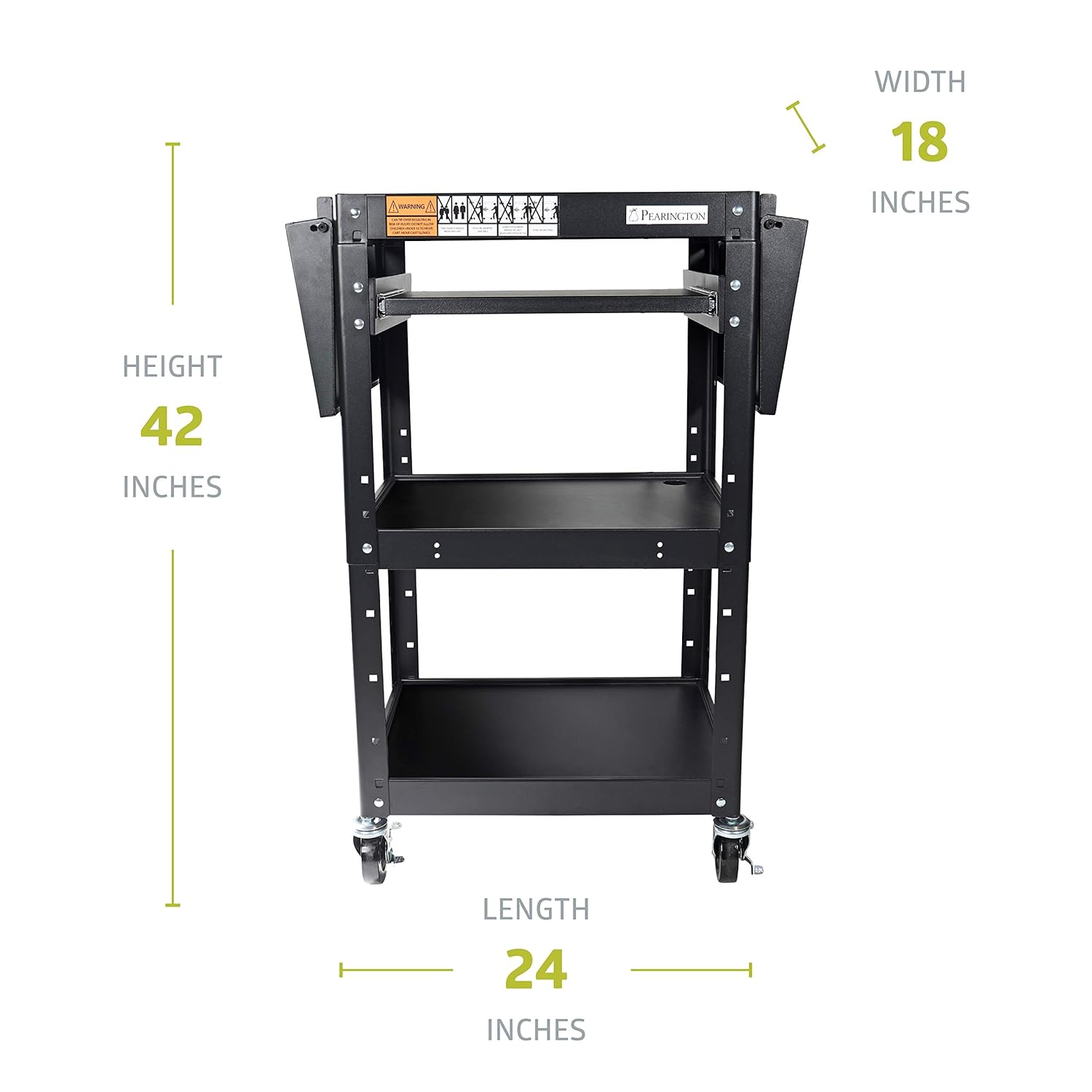 Pearington Rolling AV Cart with Drop Leaves and Adjustable Shelves for TV, Printer, or Laptop: Industrial & Scientific