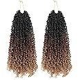 Youngther Yanky twist crochet hair Pre-Twisted Fluffy Spring Mini Twist with curly crochet hair for black women crochet hair pre looped Synthetic hair extension（12inch 1B/30/27 2PCS）