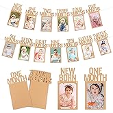 1st Birthday Photo Banner Khaki First Birthday Banner for Baby Photo Garland with Frame for Newborn to 12 Months, Boy or Girl Monthly Milestones Garland, Party Hanging Supplies