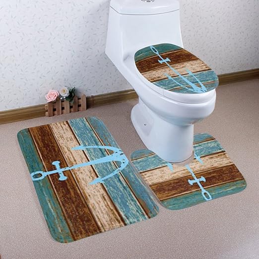 Amazon Com Wchuang Anchor Bathroom Rug Decorative Bath Rugs Non Slip Non Slip Bath Mat Set Of 3 Anchor Home Kitchen