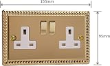 Varilight Double Switched Socket Classic Georgian Brass XG5DW 13A view 4