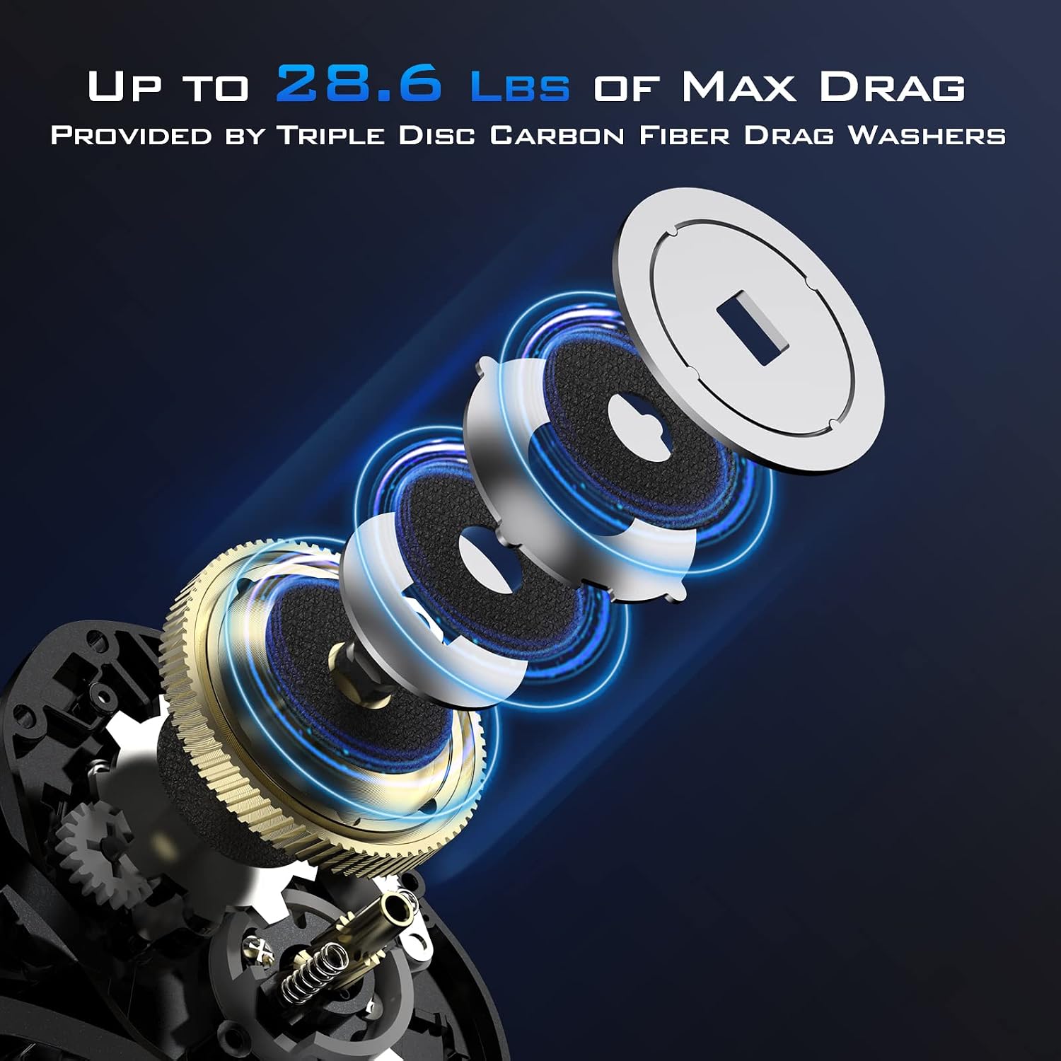 KastKing Megatron Baitcasting Reel with 28.6 lbs max drag system illustration